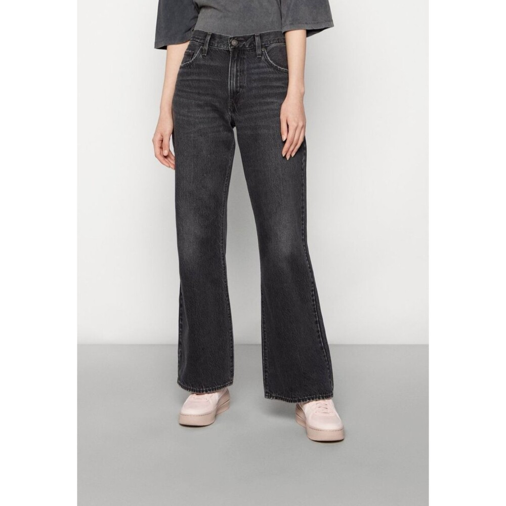 Levis Premium Women Baggy Boot Denim Jean Black Gray Mid Rise Loose Baggy New